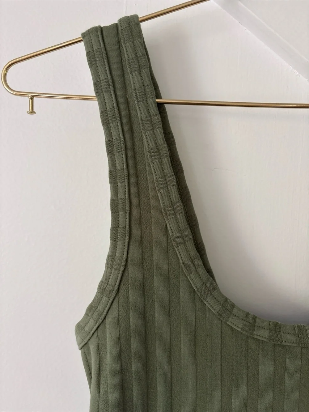 Offline By Aerie OG Groove Midi Dress Size XS Green Ribbed Stretch Side Slit - Picture 4 of 10